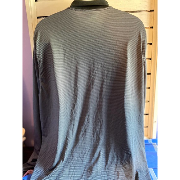 Walter Hagen men’s polo shirt size 2XL XXL gray black stripe long sleeve Flaw - Picture 2 of 12